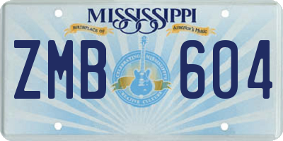 MS license plate ZMB604