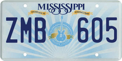 MS license plate ZMB605