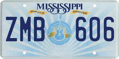 MS license plate ZMB606