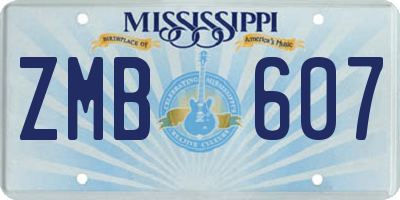 MS license plate ZMB607