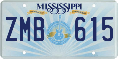 MS license plate ZMB615