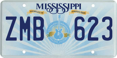 MS license plate ZMB623