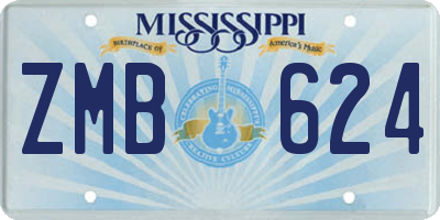 MS license plate ZMB624