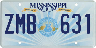 MS license plate ZMB631