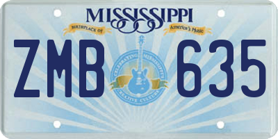 MS license plate ZMB635