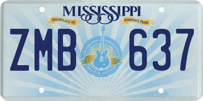 MS license plate ZMB637