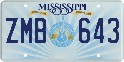 MS license plate ZMB643