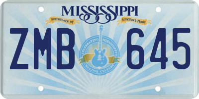 MS license plate ZMB645