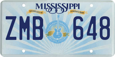 MS license plate ZMB648