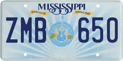 MS license plate ZMB650