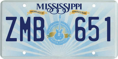 MS license plate ZMB651