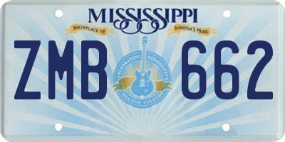 MS license plate ZMB662