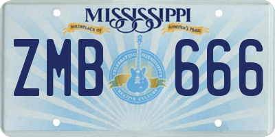 MS license plate ZMB666