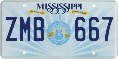 MS license plate ZMB667