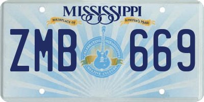 MS license plate ZMB669