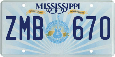 MS license plate ZMB670