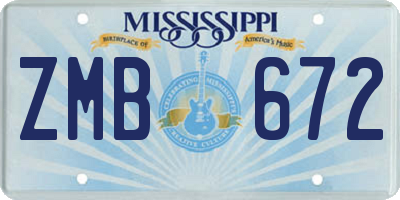 MS license plate ZMB672