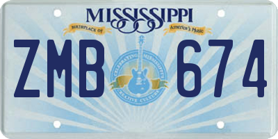 MS license plate ZMB674