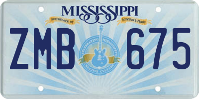 MS license plate ZMB675
