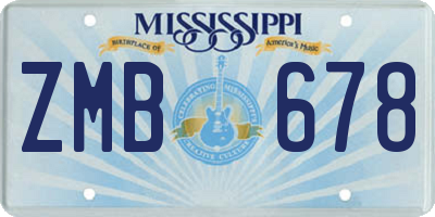 MS license plate ZMB678