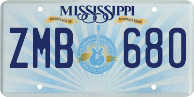 MS license plate ZMB680