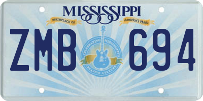 MS license plate ZMB694
