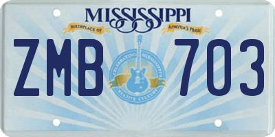 MS license plate ZMB703
