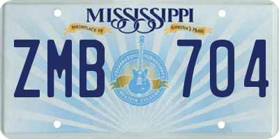 MS license plate ZMB704