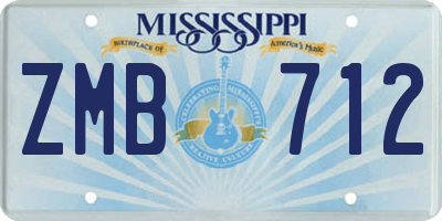 MS license plate ZMB712