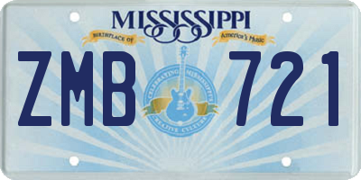 MS license plate ZMB721
