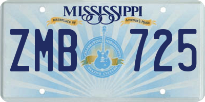 MS license plate ZMB725
