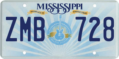 MS license plate ZMB728
