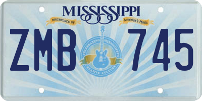 MS license plate ZMB745