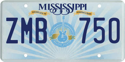 MS license plate ZMB750