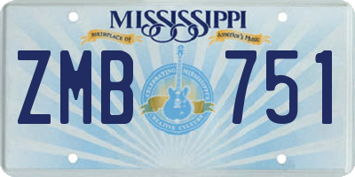 MS license plate ZMB751
