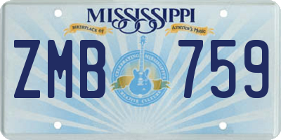 MS license plate ZMB759