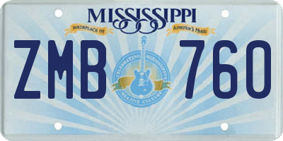 MS license plate ZMB760