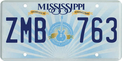MS license plate ZMB763
