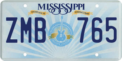 MS license plate ZMB765