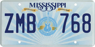 MS license plate ZMB768