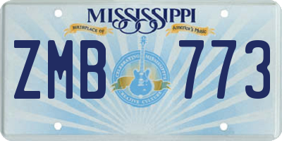 MS license plate ZMB773