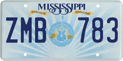 MS license plate ZMB783
