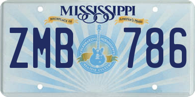 MS license plate ZMB786