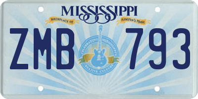 MS license plate ZMB793