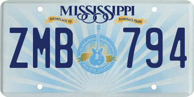 MS license plate ZMB794