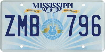MS license plate ZMB796