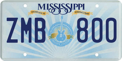 MS license plate ZMB800
