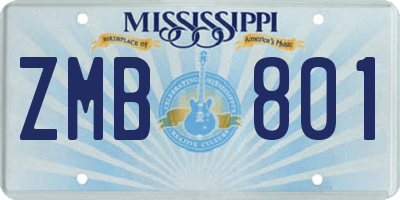 MS license plate ZMB801