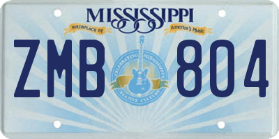 MS license plate ZMB804