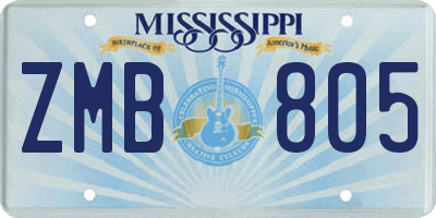 MS license plate ZMB805